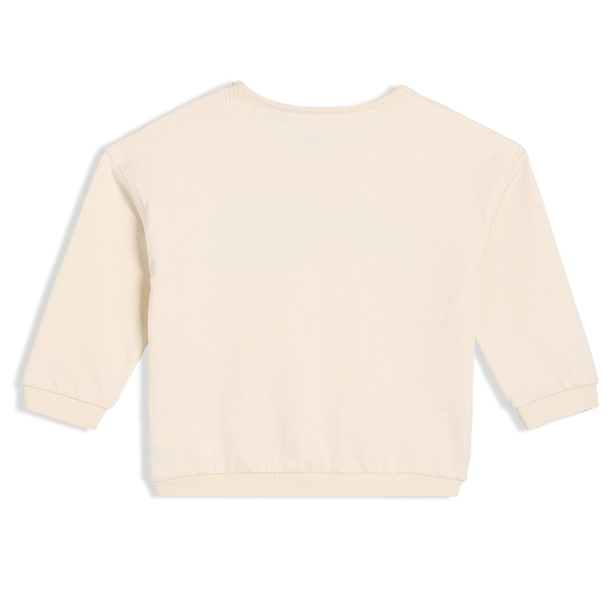 Girls Beige Round Neck Full Sleeve Sweat Shirt