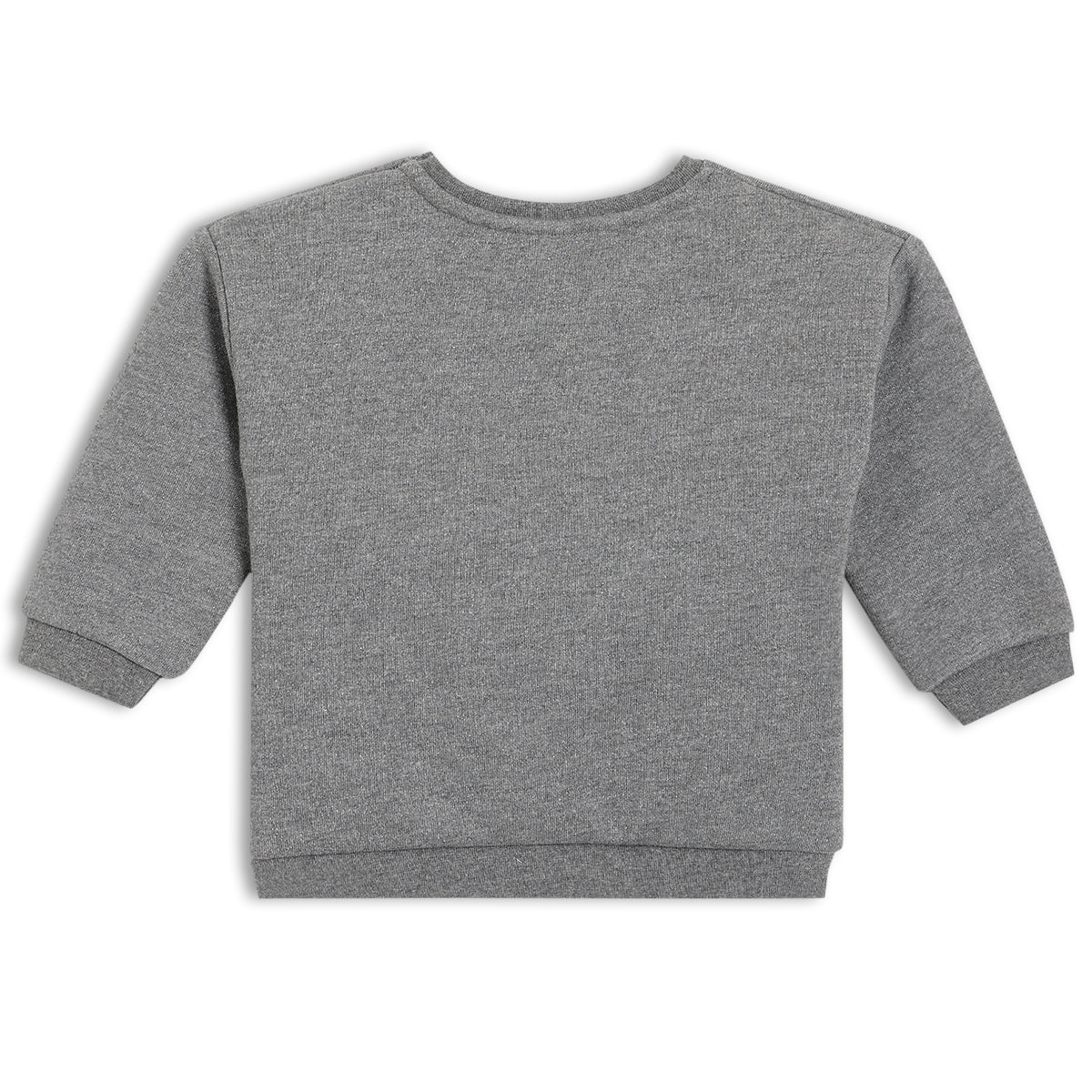 Girls Round Neck Full Sleeve Sweat Shirt - Grey