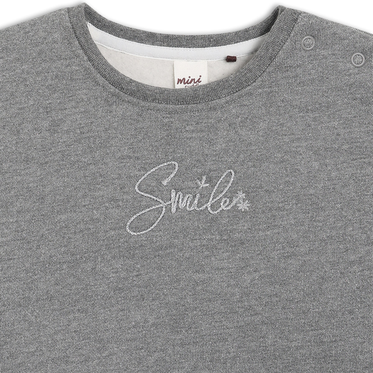 Girls Round Neck Full Sleeve Sweat Shirt - Grey