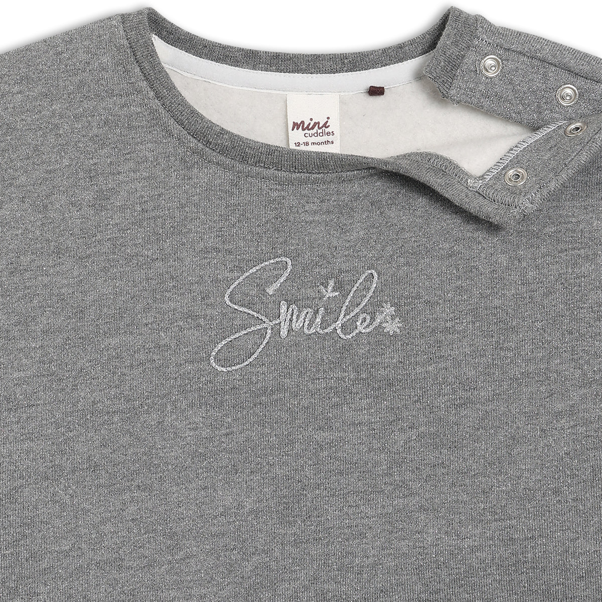 Girls Round Neck Full Sleeve Sweat Shirt - Grey