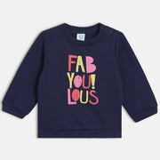 Girls Navy Round Neck Full Sleeve Sweat Shirt