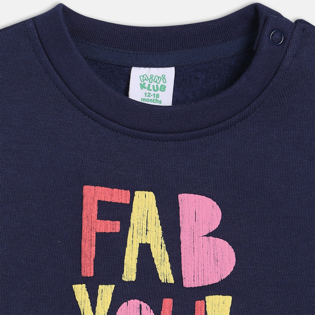 Girls Navy Round Neck Full Sleeve Sweat Shirt
