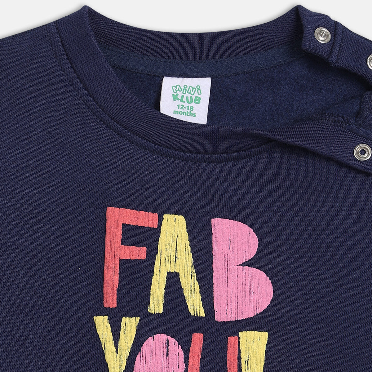 Girls Navy Round Neck Full Sleeve Sweat Shirt