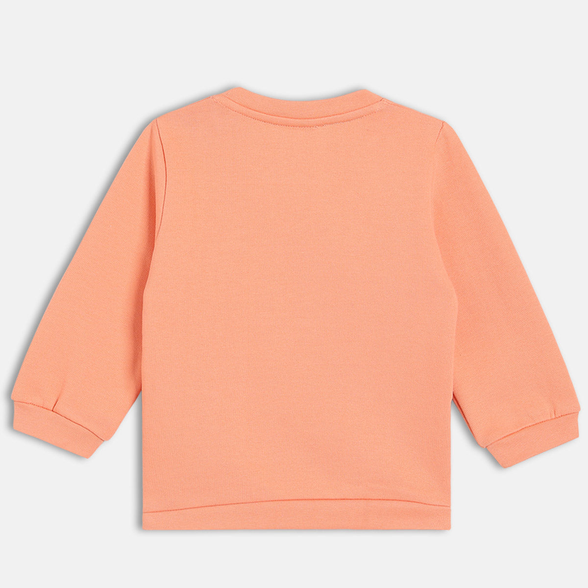 Girls Peach Round Neck Full Sleeve Sweat Shirt