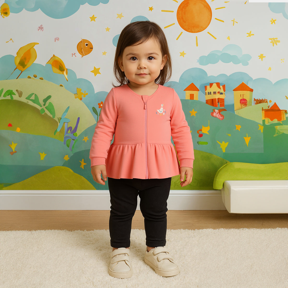 Red Baby Girls Round Neck Full Sleeve Sweat Shirt