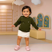 Green Baby Girls Round Neck Full Sleeve Sweat Shirt