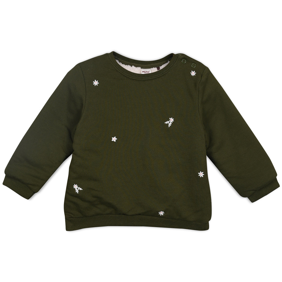 Green Baby Girls Round Neck Full Sleeve Sweat Shirt