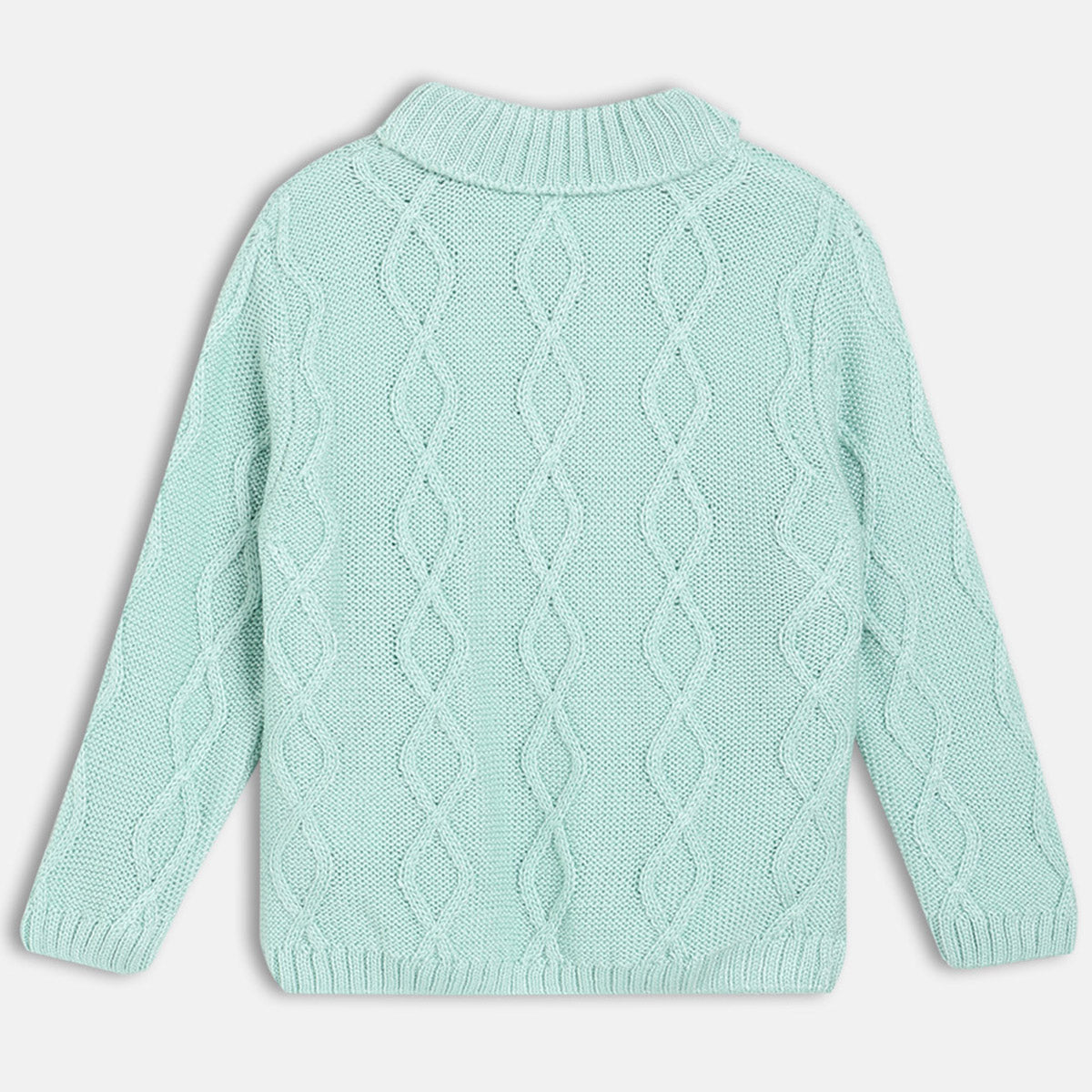 Girls Green High Neck Sweater