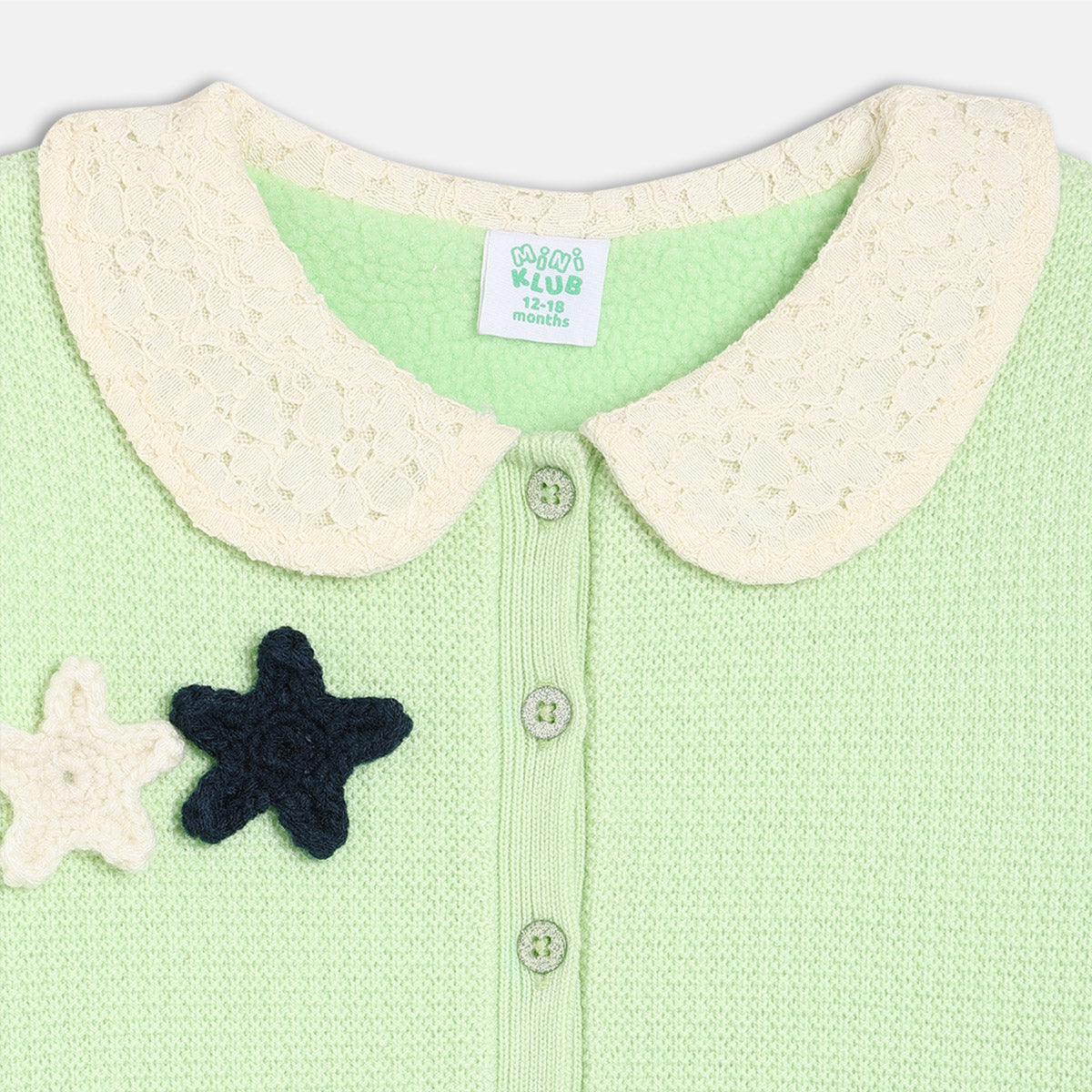 Girls Green High Neck Sweater