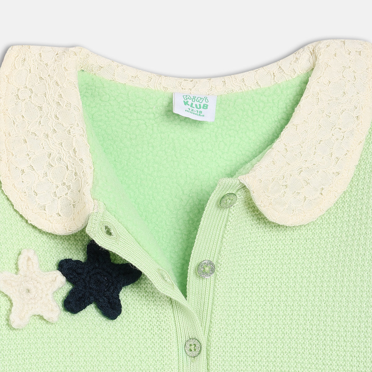 Girls Green High Neck Sweater