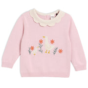 Baby Girls Knitted Jumper with Collar, Pink