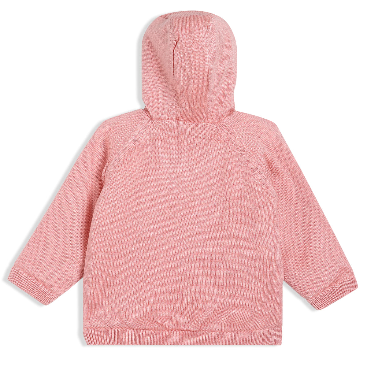 Pink/White Baby Girls Hooded Full Sleeve Sweater