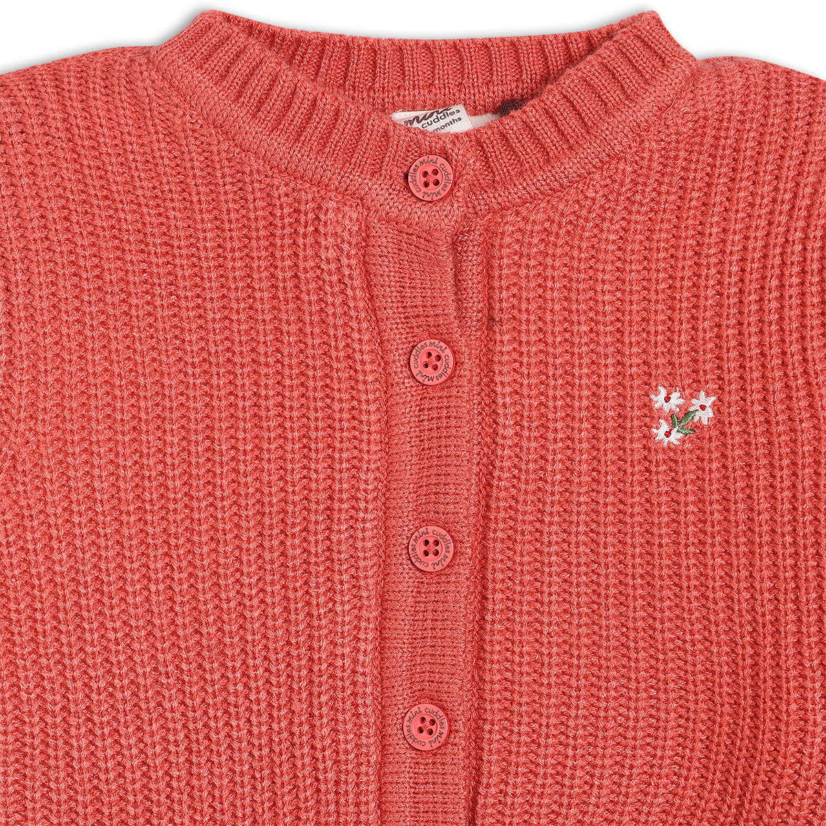Girls Round Neck Full Sleeve Sweater - Red