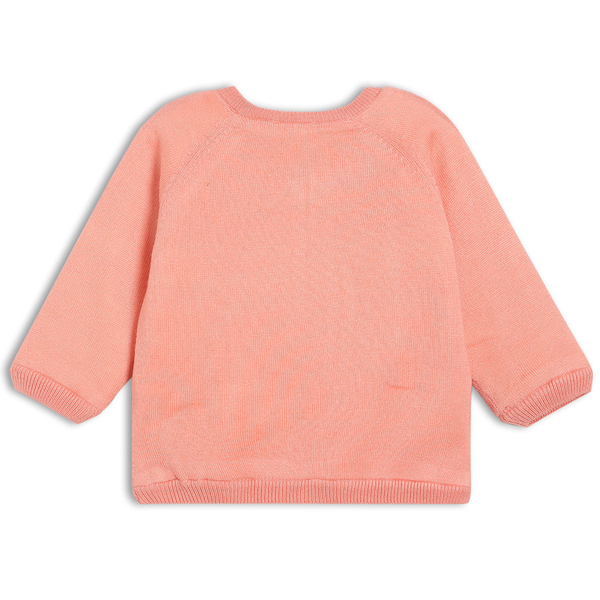 Girls Round Neck Full Sleeve Sweater - Peach