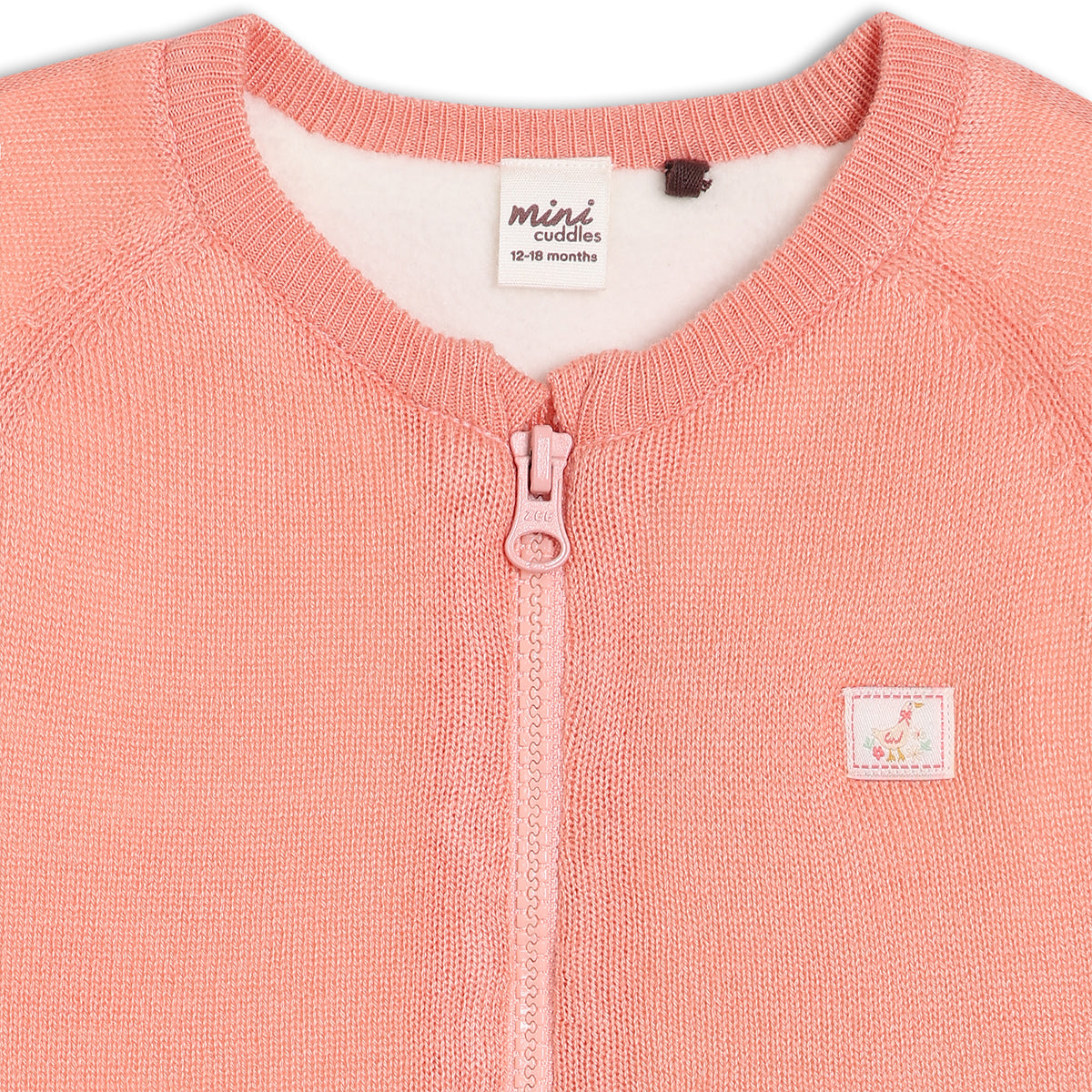 Girls Round Neck Full Sleeve Sweater - Peach