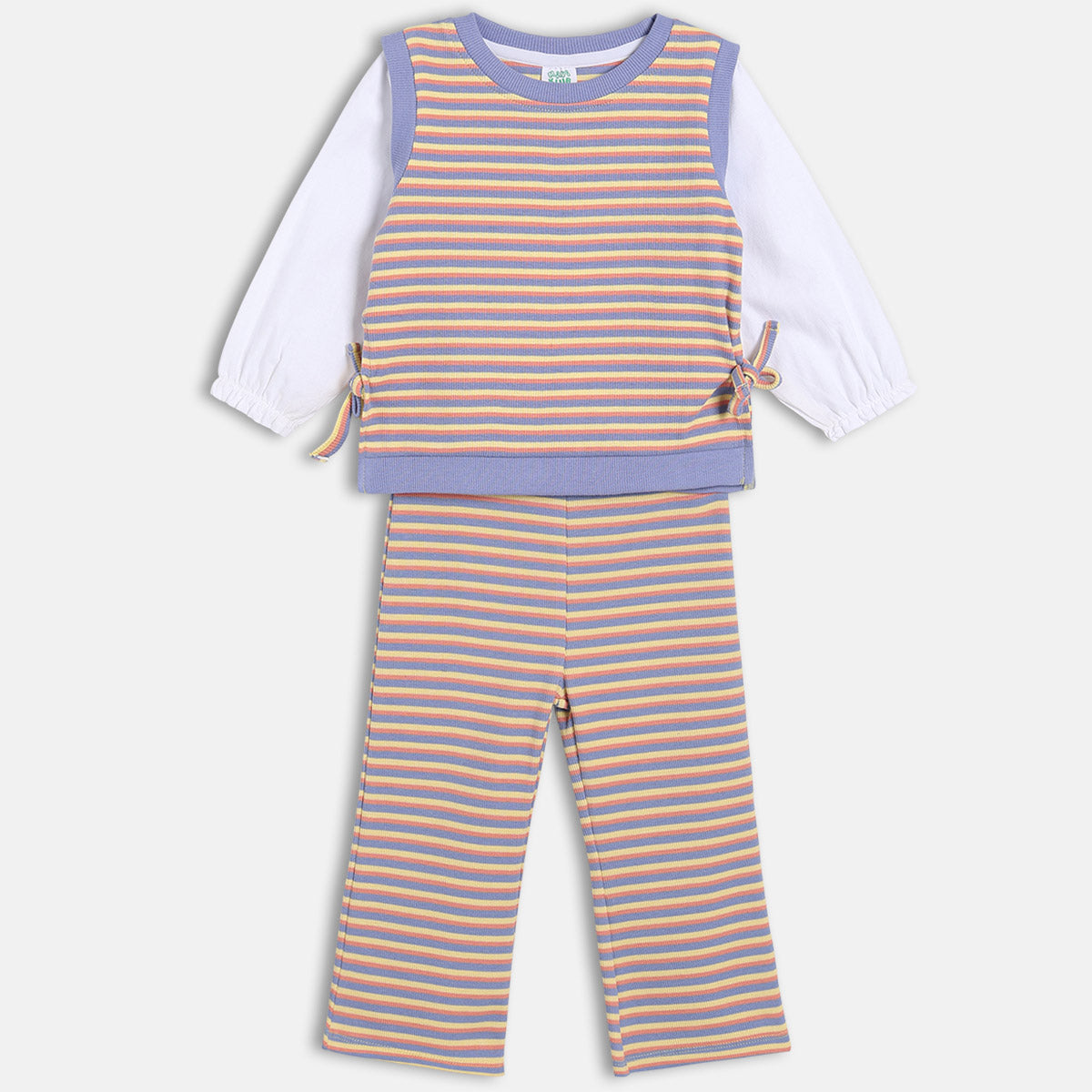 Girls Multi Round Neck Full Length Top And Bottom