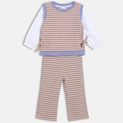 Girls Multi Round Neck Full Length Top And Bottom