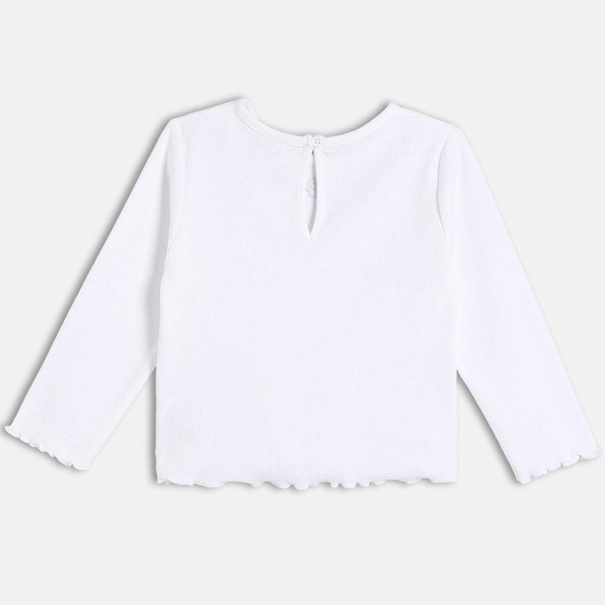 Girls Cotton Full Sleeve Floral Embroidered Clothing Set - White & Grey