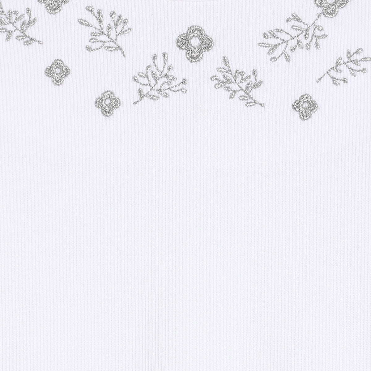 Girls Cotton Full Sleeve Floral Embroidered Clothing Set - White & Grey