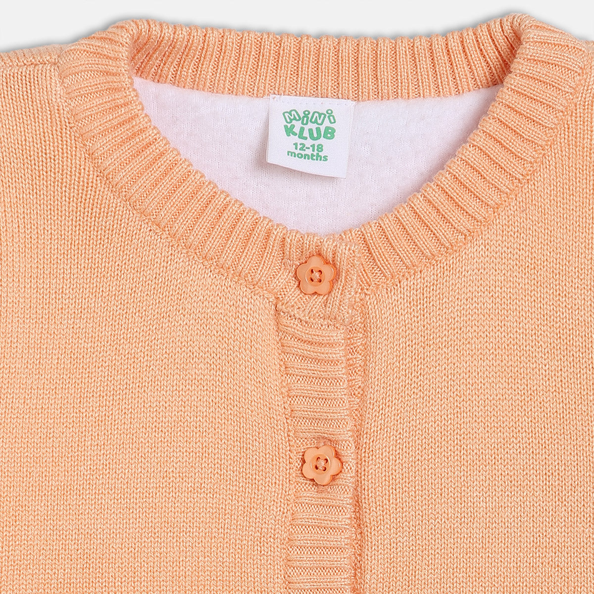 Girls Peach Front Open Full Sleeve Top And Bottom