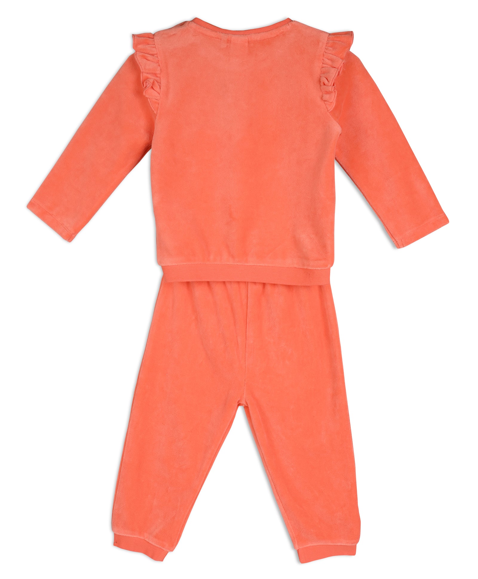 Baby Girls Floral  Embroidered 2 piece Set, Peach