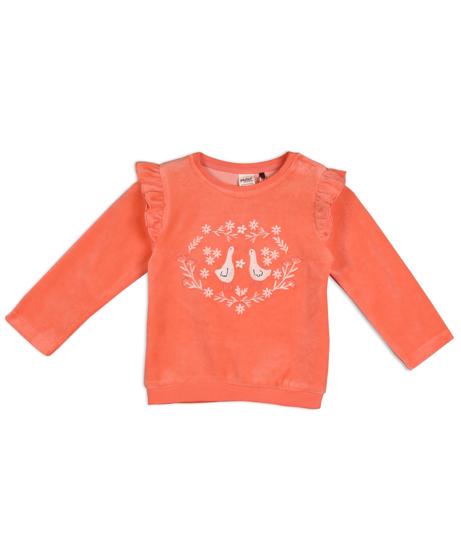 Baby Girls Floral  Embroidered 2 piece Set, Peach