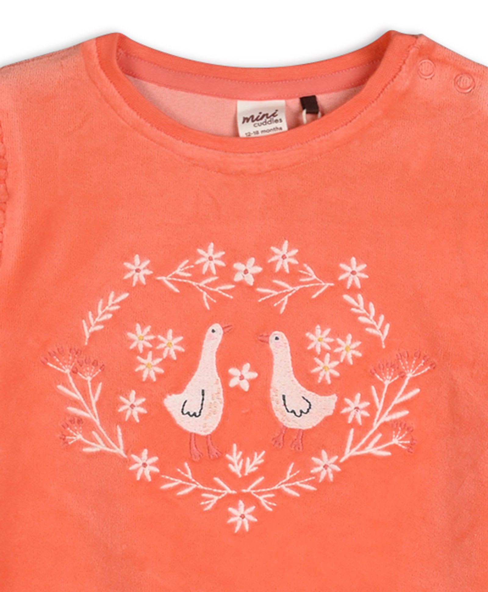 Baby Girls Floral  Embroidered 2 piece Set, Peach