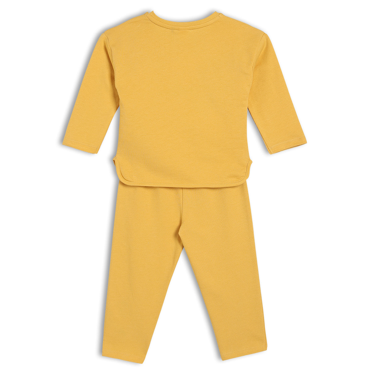 Girls Yellow Round Neck Full Length Top And Bottom