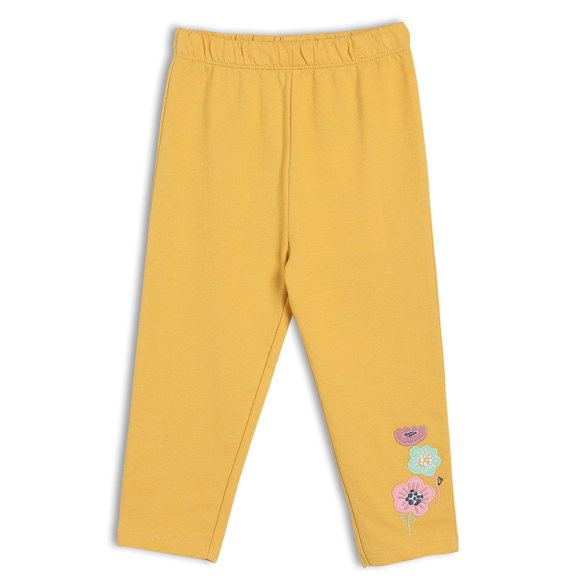 Girls Yellow Round Neck Full Length Top And Bottom