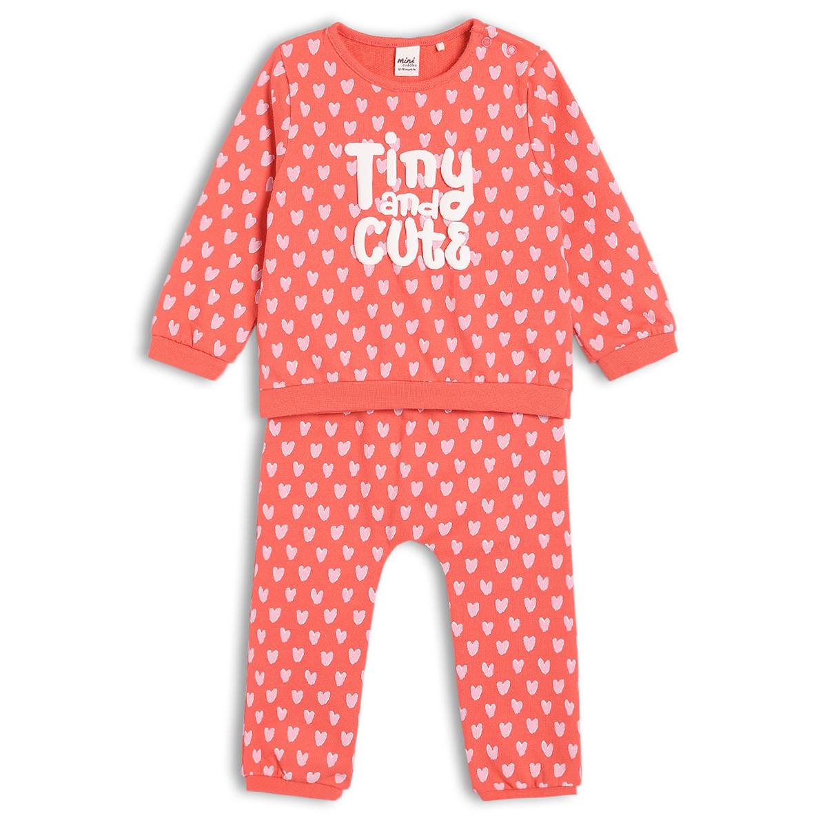 Girls Red Round Neck Full Sleeve Top And Bottom