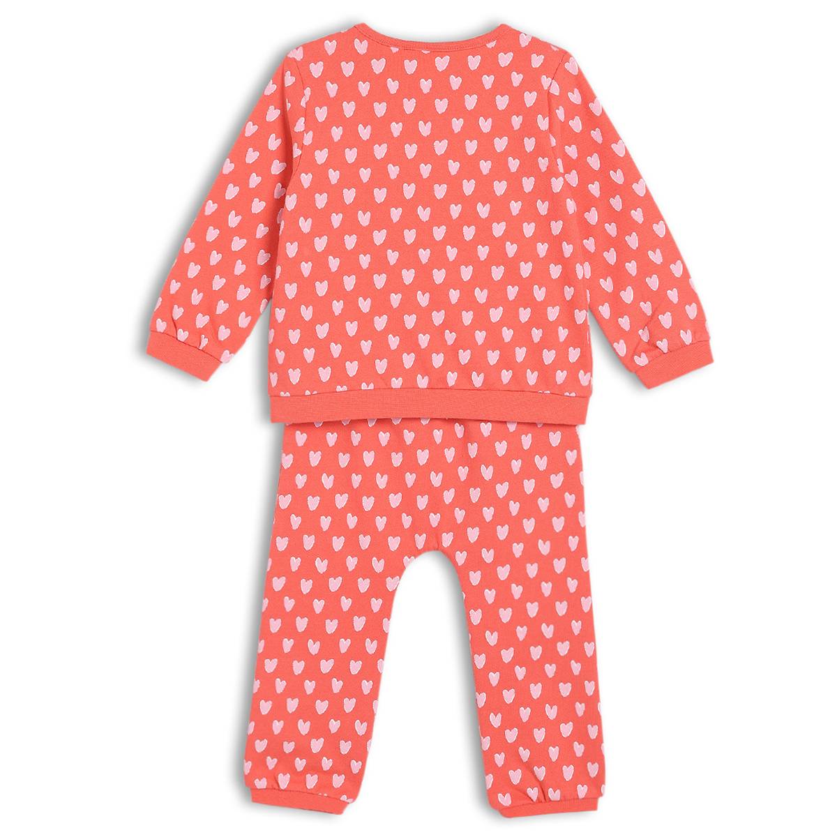 Girls Red Round Neck Full Sleeve Top And Bottom