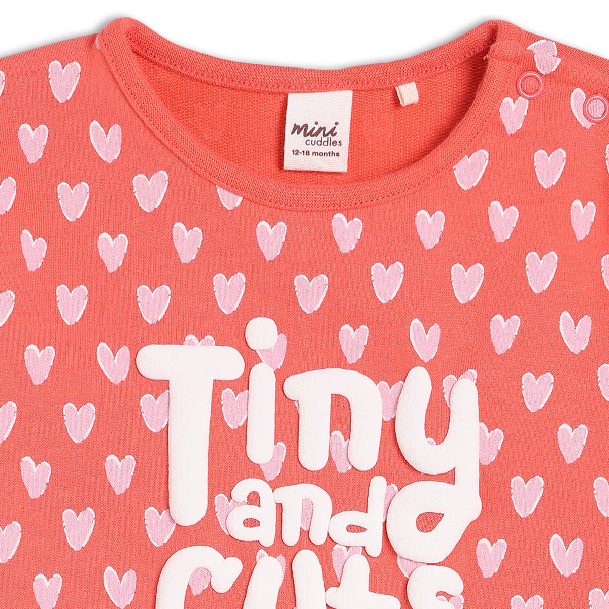 Girls Red Round Neck Full Sleeve Top And Bottom