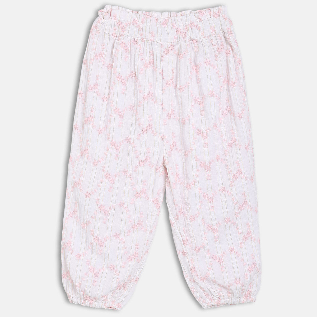 Girls Pink Floral Printed Woven Pant