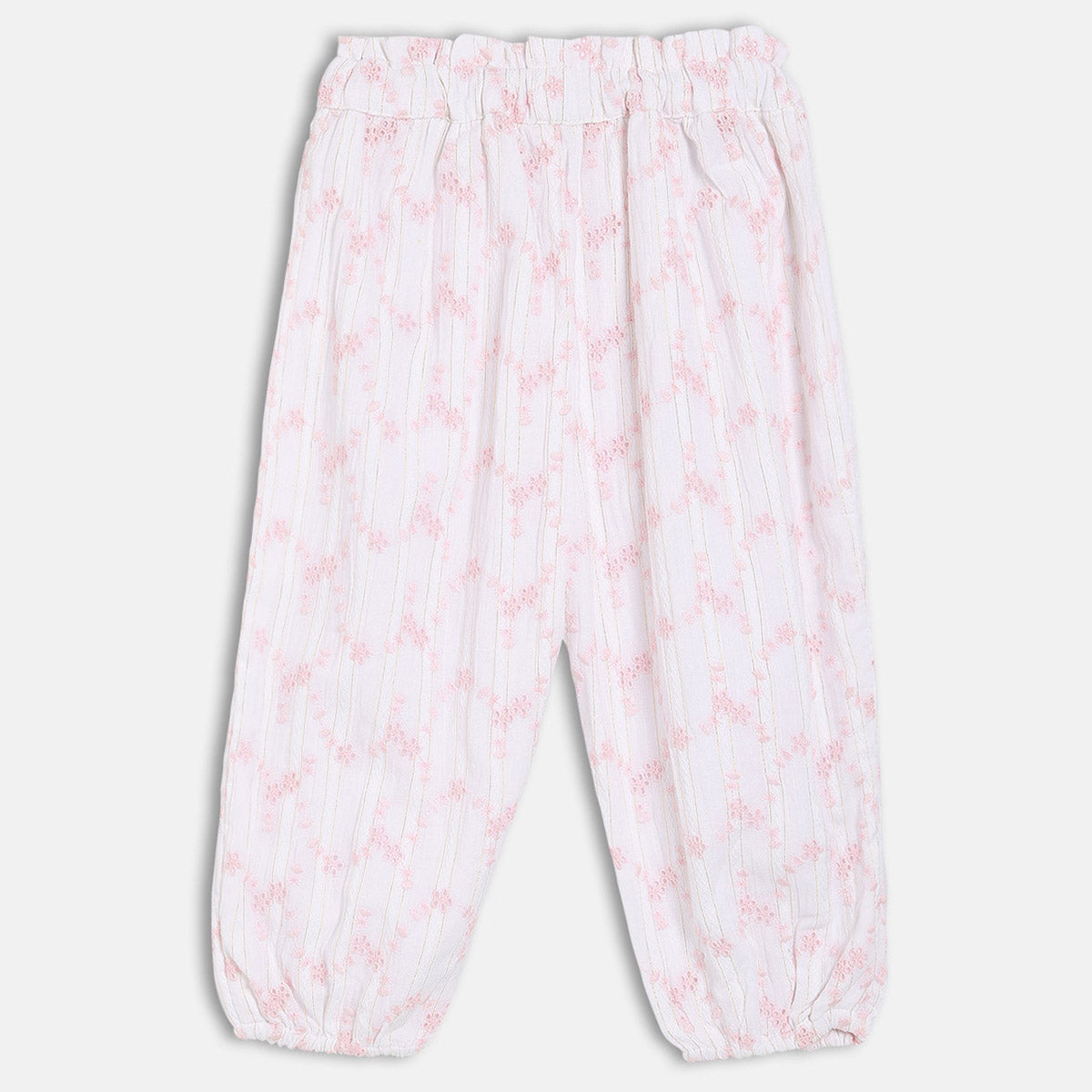 Girls Pink Floral Printed Woven Pant