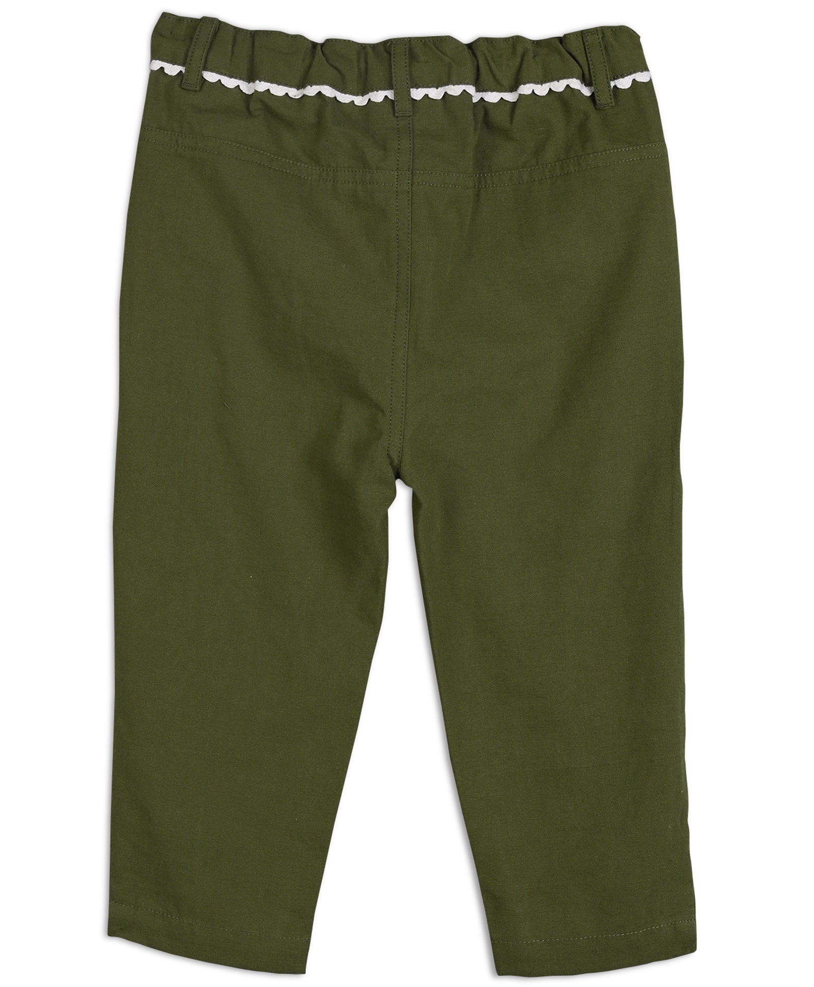 Green Baby Girls Adjustable Waistband Full Length Woven Pant