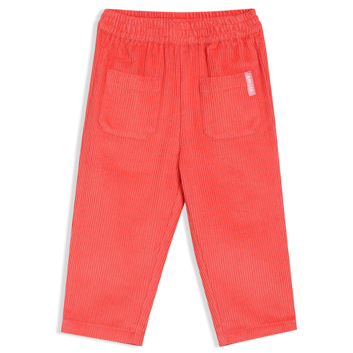 Girls Red Elasticated Full Length Woven Pant