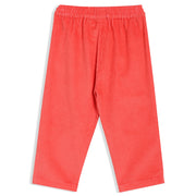 Girls Red Elasticated Full Length Woven Pant