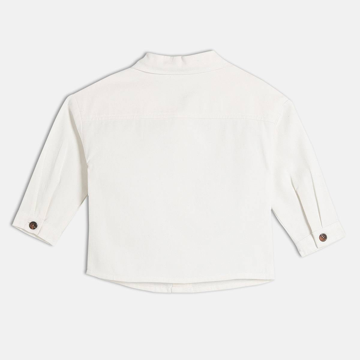 Girls Cotton Full Sleeves Floral Embroidered Top - White