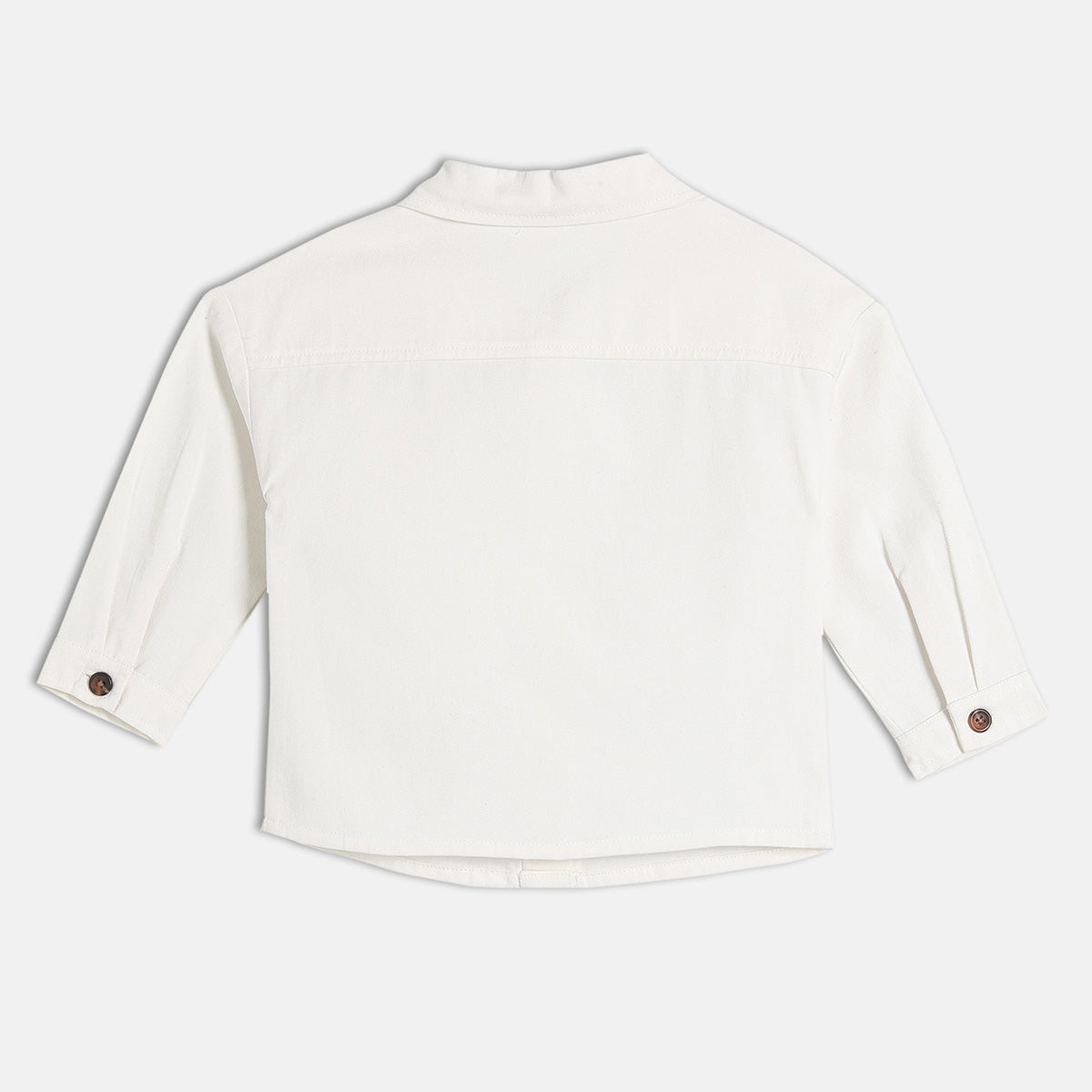 Girls White Collar Full Sleeve Woven Top