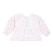 Girls Cotton Full Sleeves Floral Embroidered Top, Pink