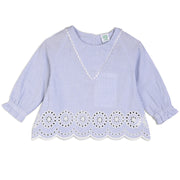 Girls Cotton Full Sleeves Striped Top - Blue