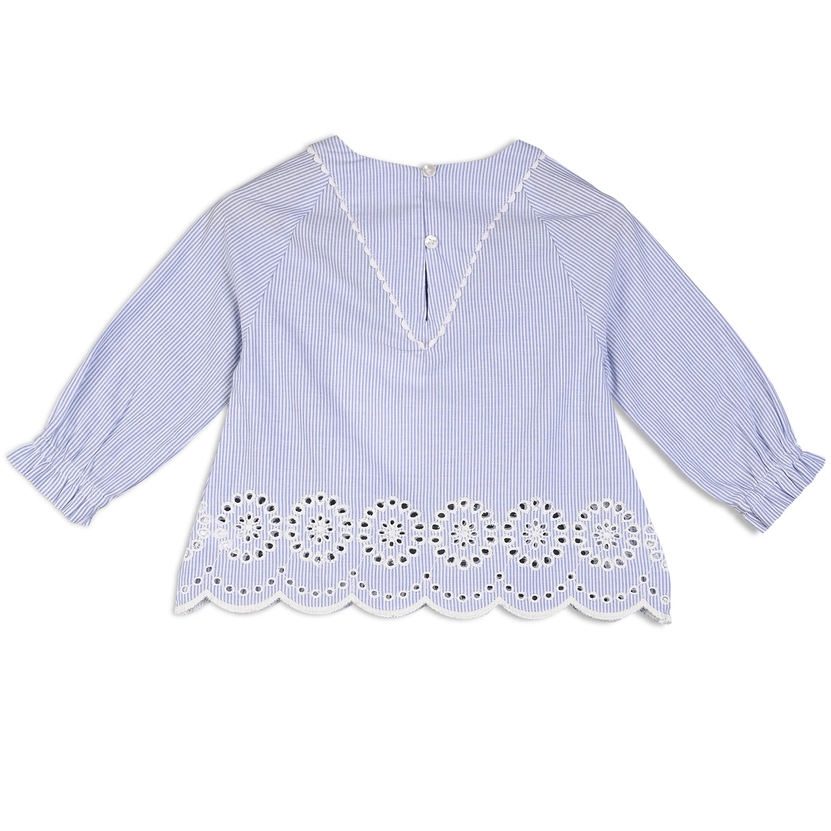 Girls Cotton Full Sleeves Striped Top - Blue