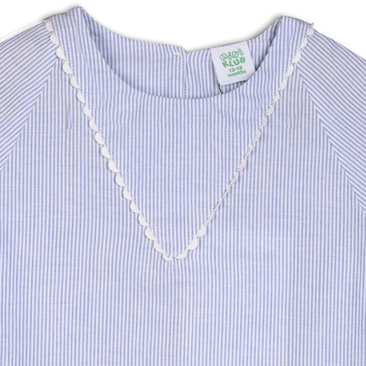 Girls Cotton Full Sleeves Striped Top - Blue