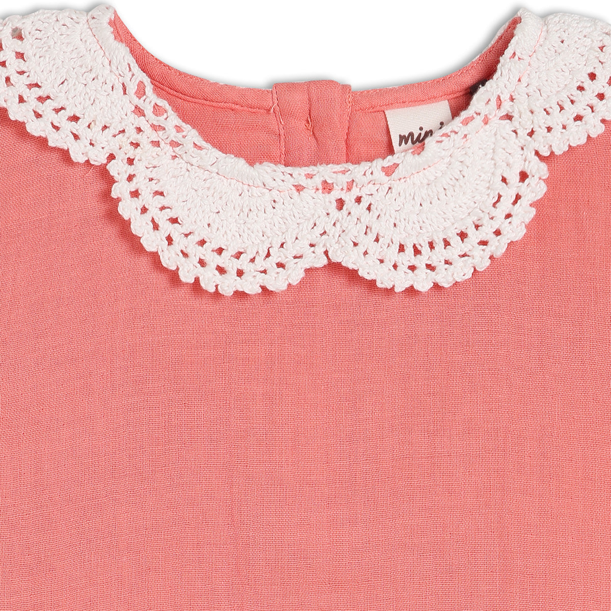 Girls Red Round Neck Full Sleeve Woven Top