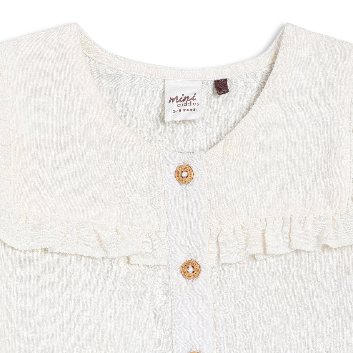 Girls White Round Neck Full Sleeve Woven Top