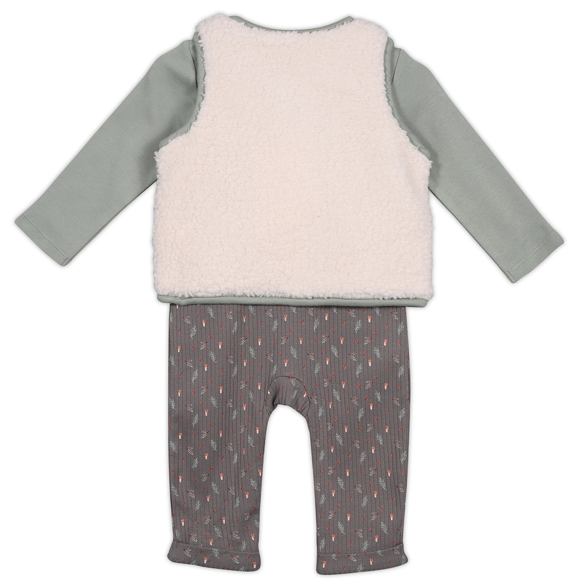 Baby Unisex Sprig Printed Dungaree 3 piece Set, Multicolour
