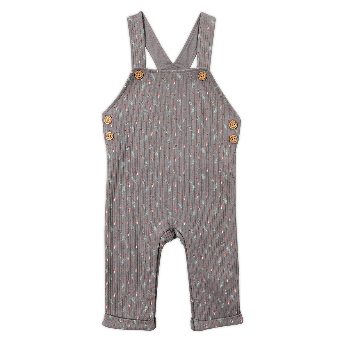 Baby Unisex Sprig Printed Dungaree 3 piece Set, Multicolour