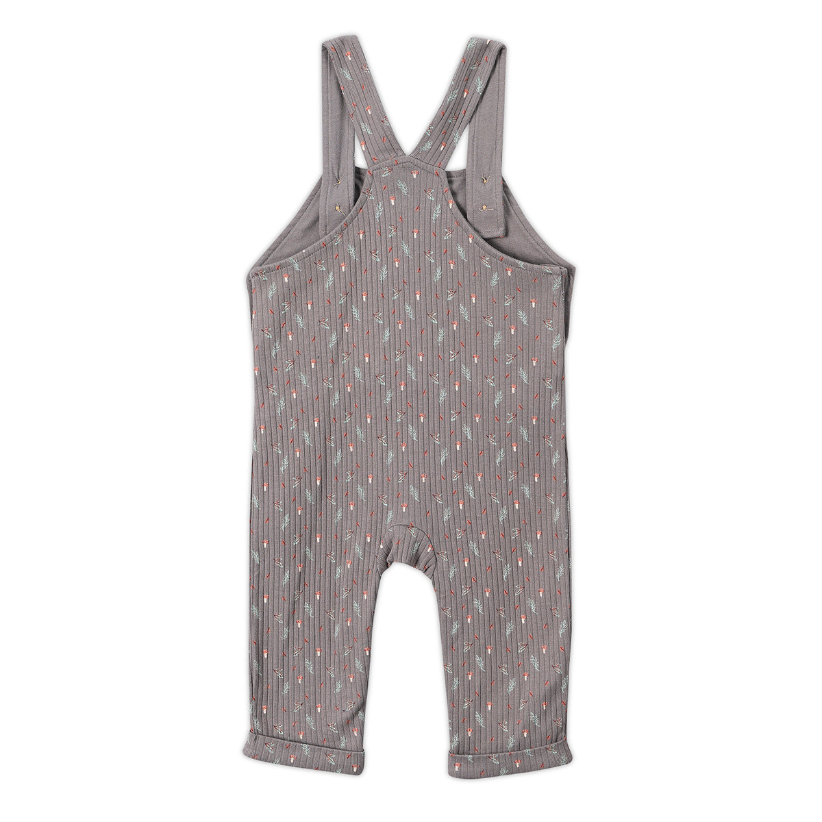 Baby Unisex Sprig Printed Dungaree 3 piece Set, Multicolour