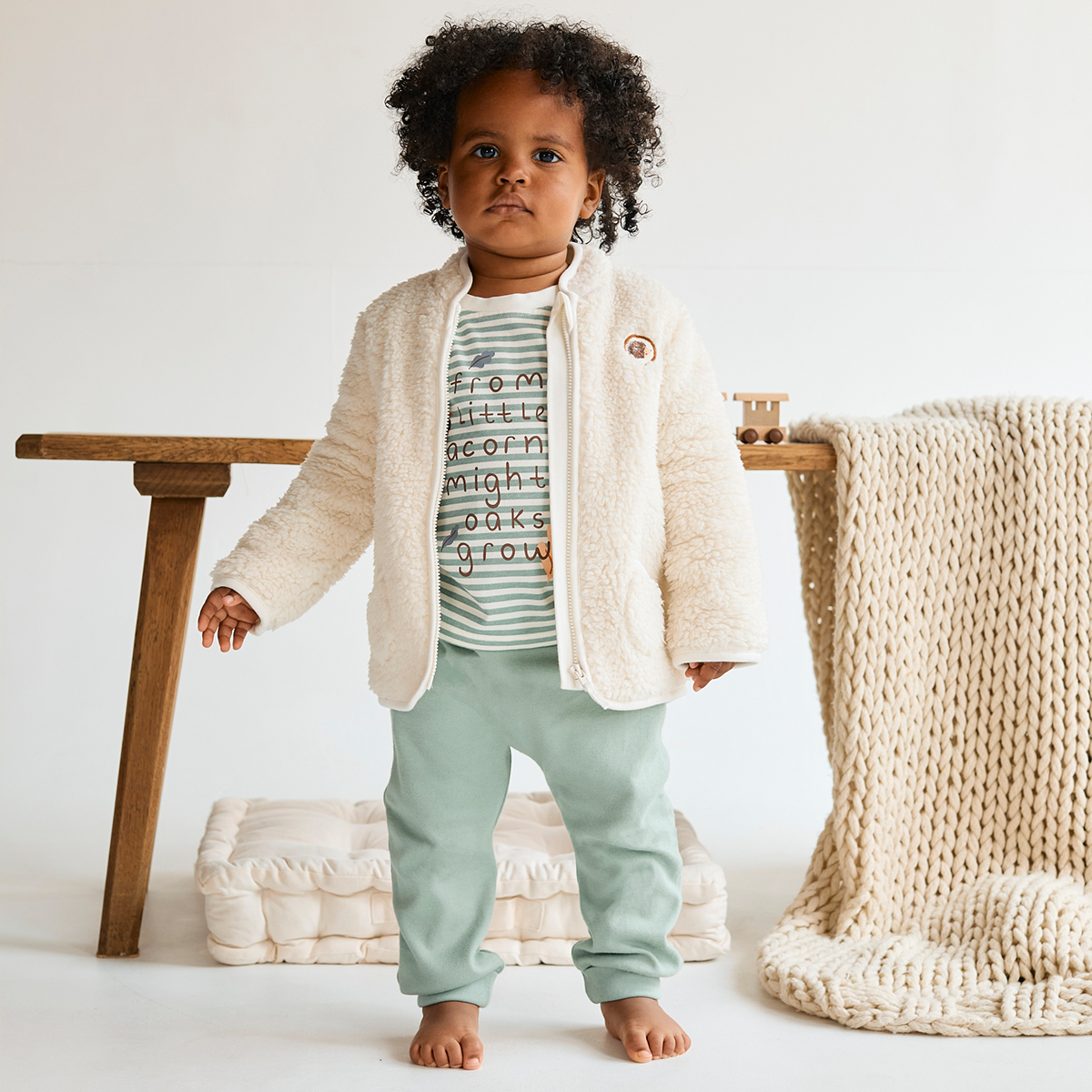 Baby Unisex Soft Fleece Jacket, Cream