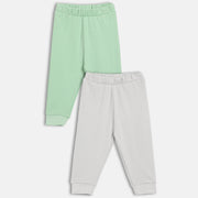 Unisex Cotton Pack Of 2 Solid Knit Bottoms - Mint Green & Grey